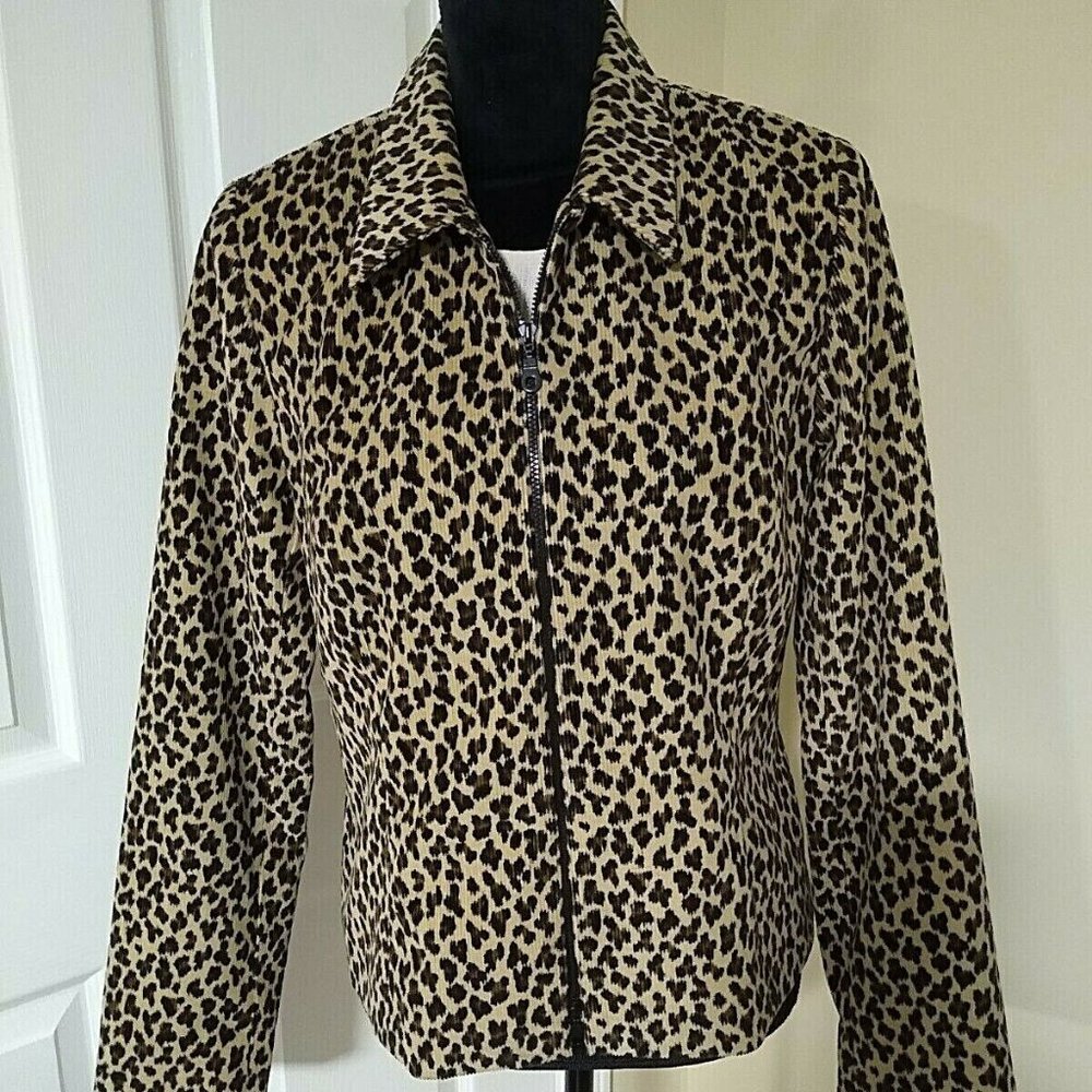 Maggy London Leopard Print Corduroy Jacket